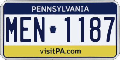 PA license plate MEN1187