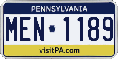 PA license plate MEN1189