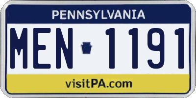 PA license plate MEN1191
