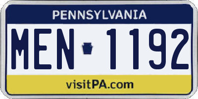 PA license plate MEN1192