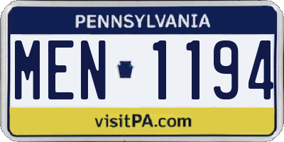 PA license plate MEN1194