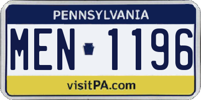 PA license plate MEN1196
