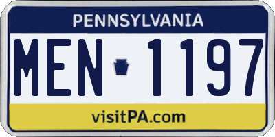 PA license plate MEN1197
