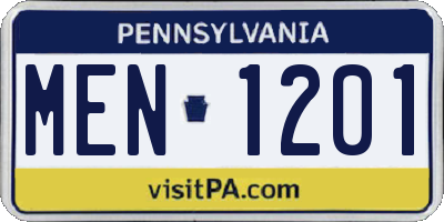 PA license plate MEN1201