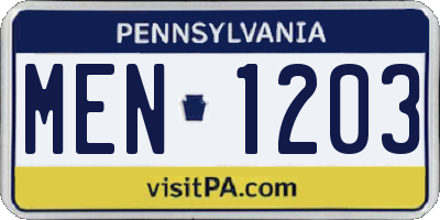 PA license plate MEN1203