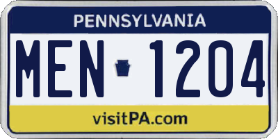 PA license plate MEN1204