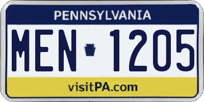 PA license plate MEN1205