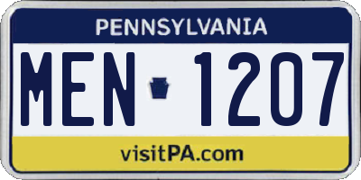 PA license plate MEN1207