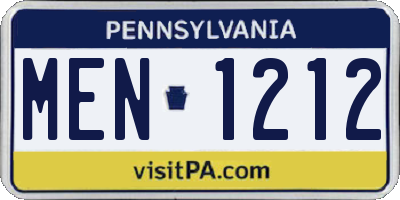 PA license plate MEN1212