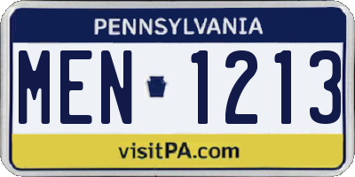 PA license plate MEN1213