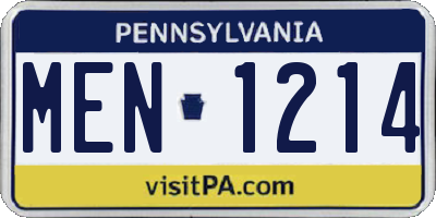 PA license plate MEN1214