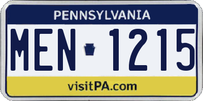 PA license plate MEN1215