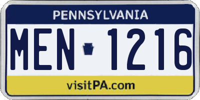 PA license plate MEN1216
