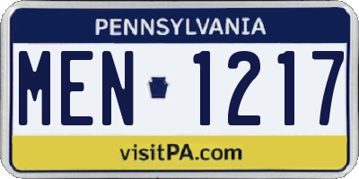 PA license plate MEN1217