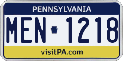 PA license plate MEN1218