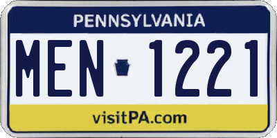 PA license plate MEN1221