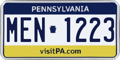 PA license plate MEN1223