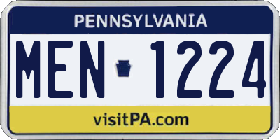 PA license plate MEN1224