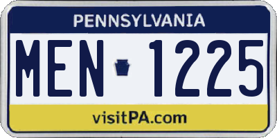 PA license plate MEN1225