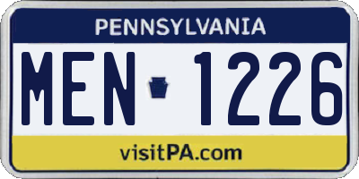 PA license plate MEN1226