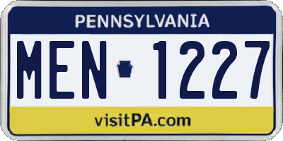 PA license plate MEN1227