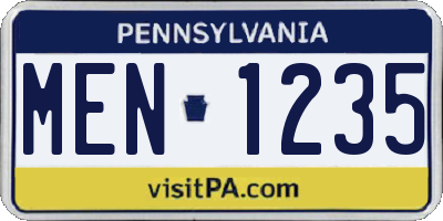 PA license plate MEN1235
