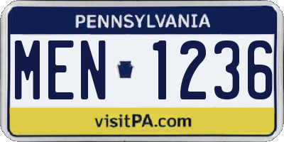 PA license plate MEN1236