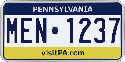 PA license plate MEN1237