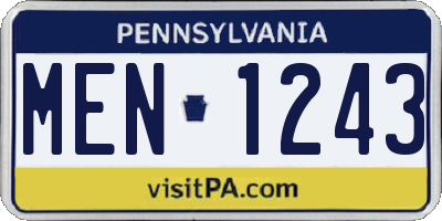 PA license plate MEN1243