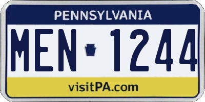 PA license plate MEN1244
