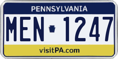 PA license plate MEN1247