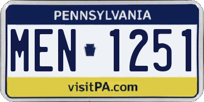PA license plate MEN1251