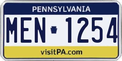 PA license plate MEN1254