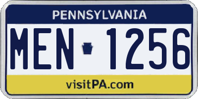 PA license plate MEN1256