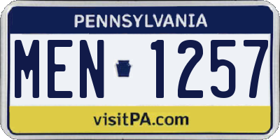 PA license plate MEN1257
