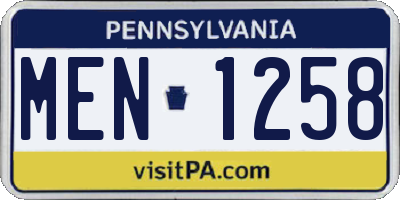 PA license plate MEN1258