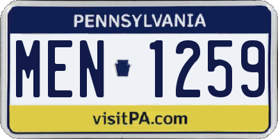 PA license plate MEN1259