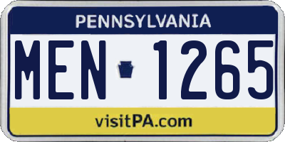 PA license plate MEN1265