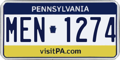 PA license plate MEN1274