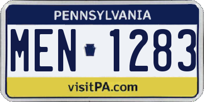 PA license plate MEN1283