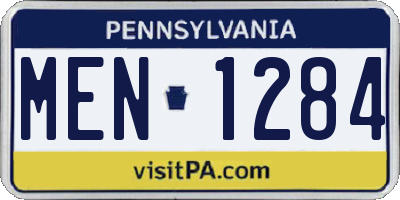 PA license plate MEN1284