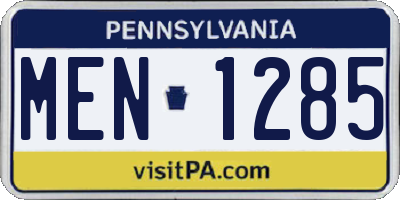 PA license plate MEN1285