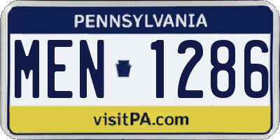 PA license plate MEN1286