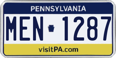 PA license plate MEN1287