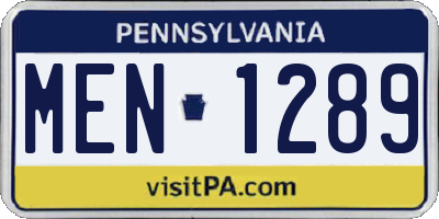 PA license plate MEN1289