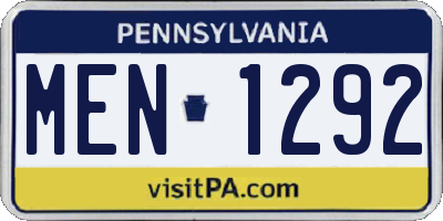PA license plate MEN1292