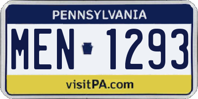 PA license plate MEN1293