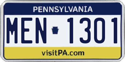 PA license plate MEN1301