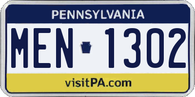 PA license plate MEN1302