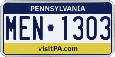 PA license plate MEN1303